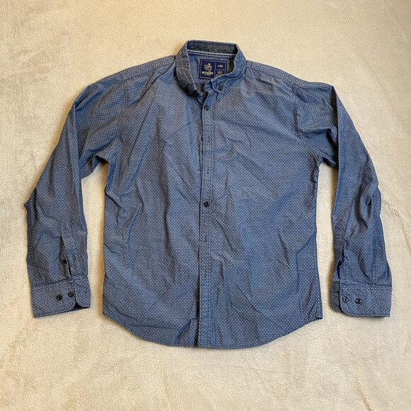 Rugby University Mens Blue Button-Up Mens Shirt Large Cotton Polyester - Picture 2 of 8